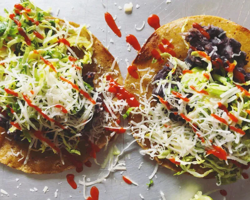 Shaved Brussels Sprout & Black Bean Tostadas
