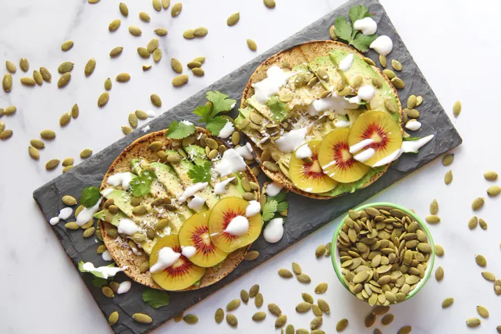 The Rogue Brussel Sprout: Kiwi-Avocado Corn Tortilla Toast