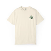 Ivory Classic Emblem Chest Print T-shirt, front with the small Vermont Tortilla Company Classic Emblem printed on the left chest