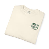 Ivory Fields & Sun Chest Print T-shirt, folded close-up showing the small Fields & Sun left-chest print