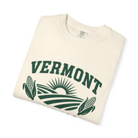 Ivory Fields & Sun Full-Front T-shirt, folded close-up of the Fields & Sun front print