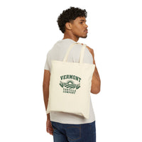 Fields & Sun natural canvas tote, carried over the shoulder, viewed from behind