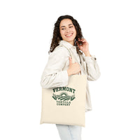 Fields & Sun natural canvas tote, worn on the shoulder, viewed from the front