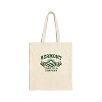 Fields & Sun natural canvas tote, front view with the Fields & Sun design centered on the bag